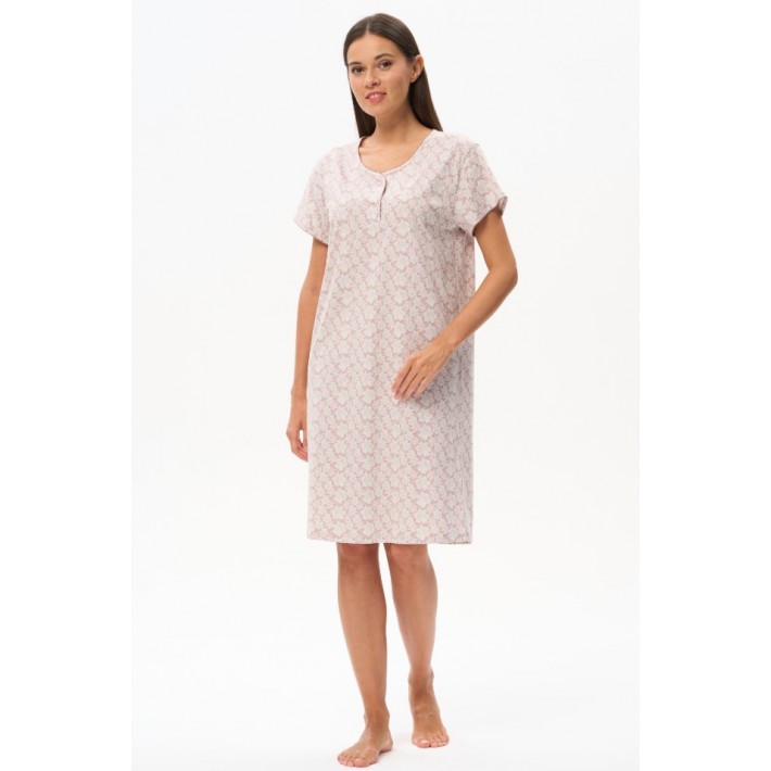 Сорочка женская трикотажная с коротким рукавом бежевая