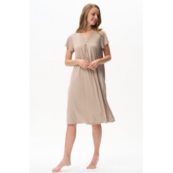 Сорочка  женская       из вискозы     с коротким рукавом  Капучино     