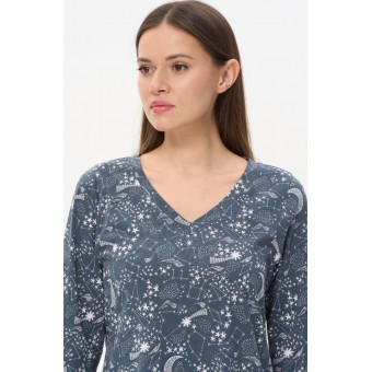 Сорочка  женская       трикотажная     с рукавом 3/4  синяя     