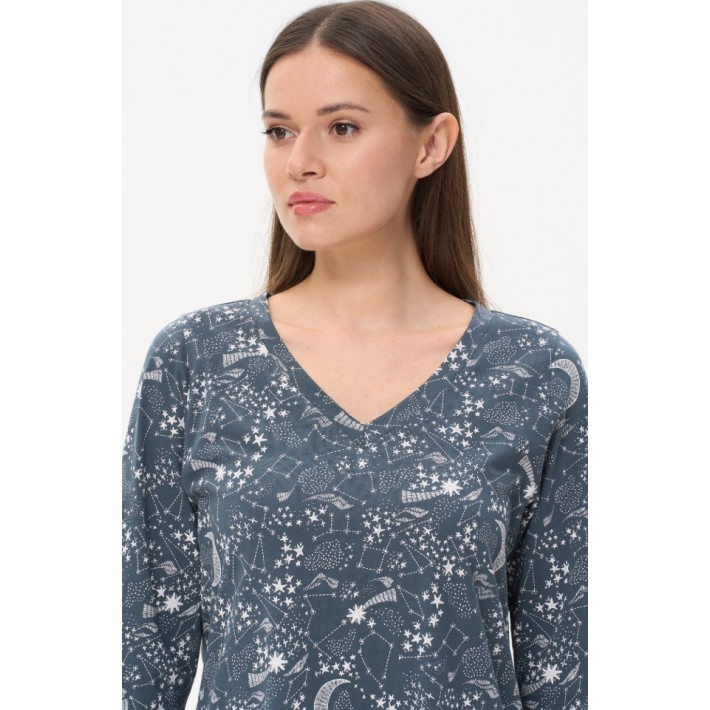 Сорочка женская трикотажная с рукавом 3/4 синяя