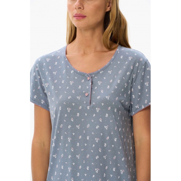 Сорочка женская трикотажная с коротким рукавом Серебристый