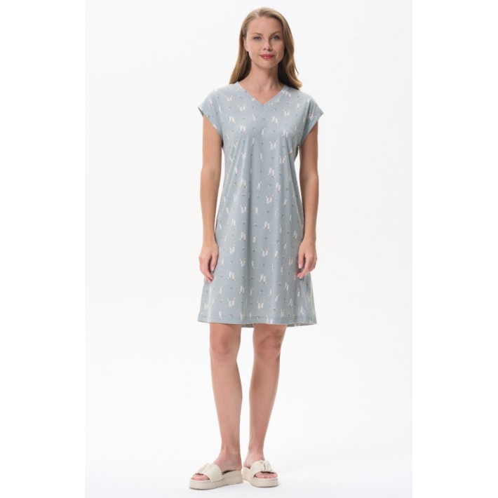 Сорочка женская трикотажная с коротким рукавом зеленая