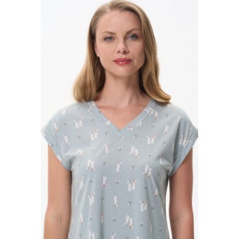 Сорочка  женская       трикотажная     с коротким рукавом  зеленая     