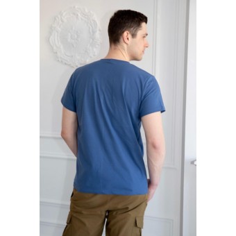 Футболка  мужская       из кулирки       синяя