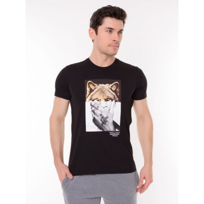 Футболка мужская из кулирки черная