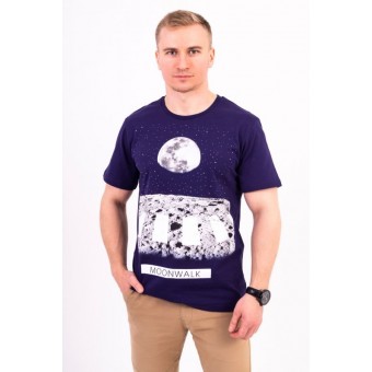 Футболка  мужская       из кулирки       синяя     