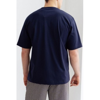 Футболка  мужская       из кулирки       синяя  однотонная   