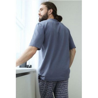 Футболка  мужская       трикотажная       синяя  однотонная