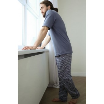 Футболка  мужская       трикотажная       синяя  однотонная