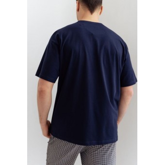 Футболка  мужская       из кулирки       синяя  однотонная