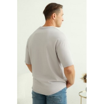 Футболка  мужская       из кулирки       серая  однотонная Melado