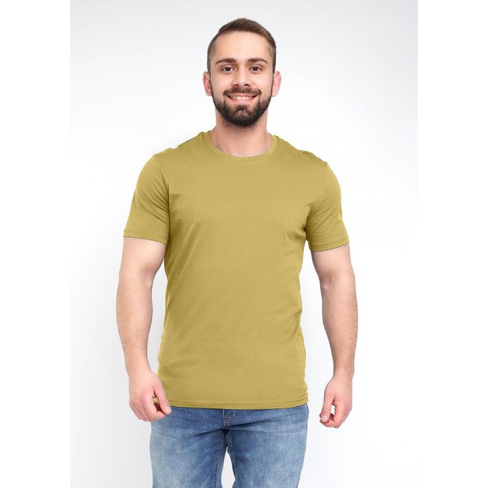 Футболка мужская трикотажная бежевая однотонная