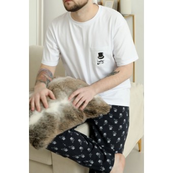 Футболка  мужская       трикотажная       белая  Принт Melado