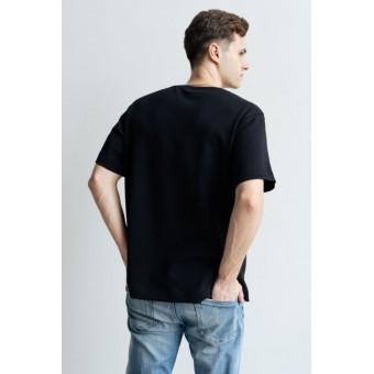 Футболка  мужская       из кулирки       черная  Принт Melado