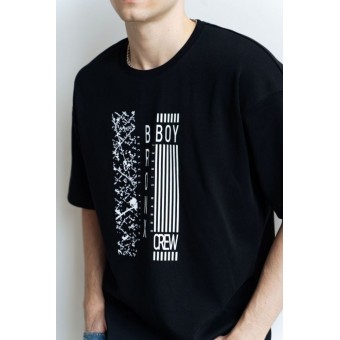 Футболка  мужская       из кулирки       черная  Принт Melado