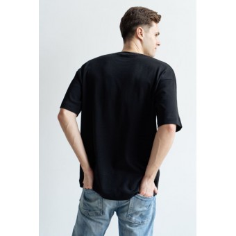 Футболка  мужская       из кулирки       черная  Принт Melado