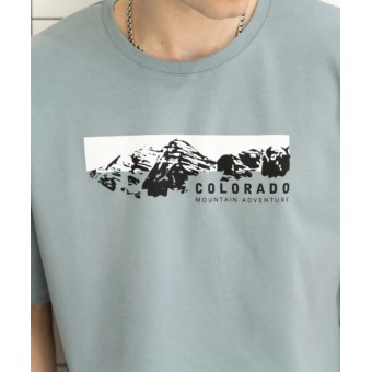 Футболка  мужская       из кулирки       зеленая  Принт Melado