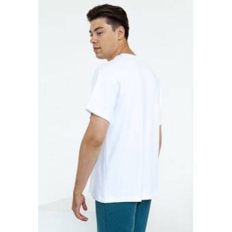 Футболка  мужская       из кулирки       белая  Принт Melado