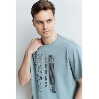 Футболка  мужская       из кулирки       зеленая  Принт Melado