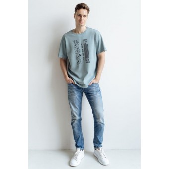 Футболка  мужская       из кулирки       зеленая  Принт Melado