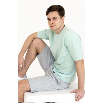 Футболка  мужская       из кулирки       зеленая  однотонная