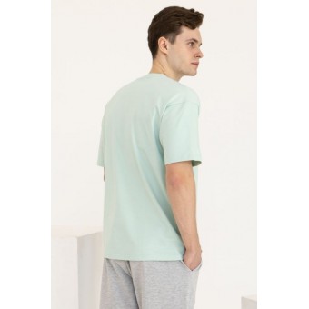 Футболка  мужская       из кулирки       зеленая  однотонная