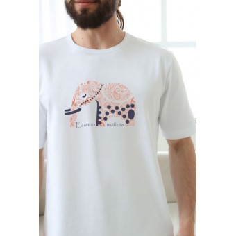 Футболка  мужская       трикотажная       белая  Принт Melado