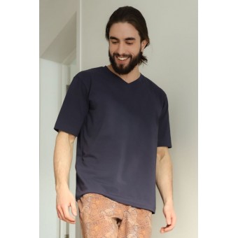 Футболка  мужская       трикотажная       синяя  однотонная   