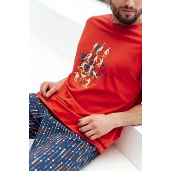 Футболка  мужская       из кулирки       оранжевая  Принт Melado