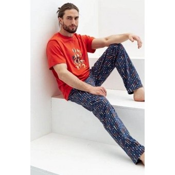 Футболка  мужская       из кулирки       оранжевая  Принт Melado