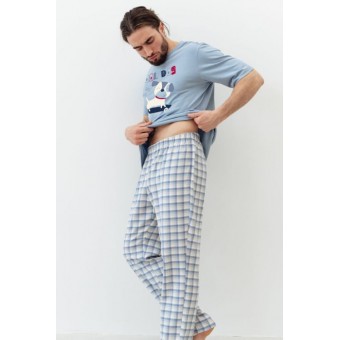 Футболка  мужская       из кулирки       голубая  Принт Melado