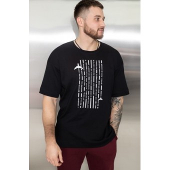 Футболка  мужская       трикотажная       черная  Принт Melado