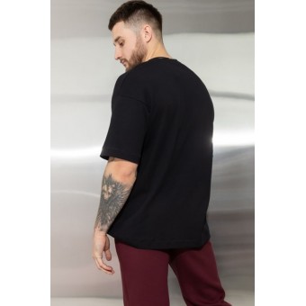 Футболка  мужская       трикотажная       черная  Принт Melado