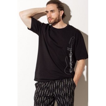 Футболка  мужская       трикотажная       черная  Принт Melado