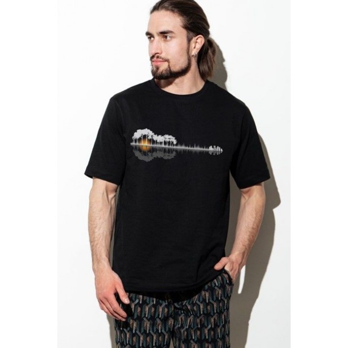 Футболка мужская трикотажная черная Принт Melado