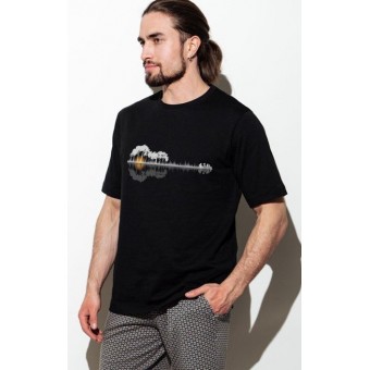 Футболка  мужская       трикотажная       черная  Принт Melado
