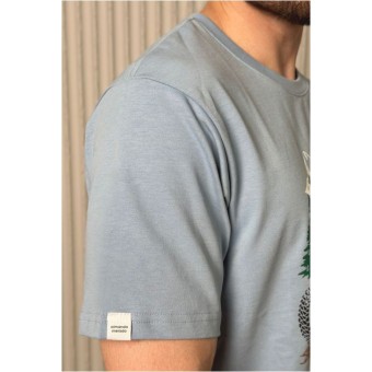 Футболка  мужская       из кулирки       голубая  Принт