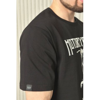 Футболка  мужская       из кулирки       черная  Принт   