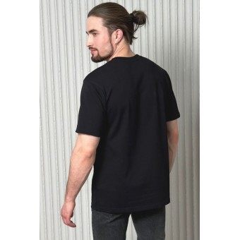 Футболка  мужская       из кулирки       черная  Принт   