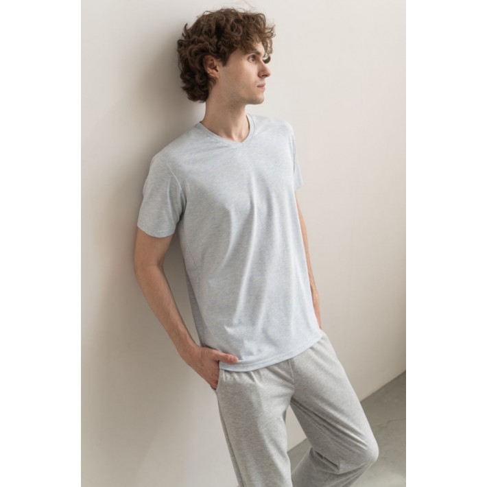 Футболка мужская из кулирки Светло-серый однотонная Melado