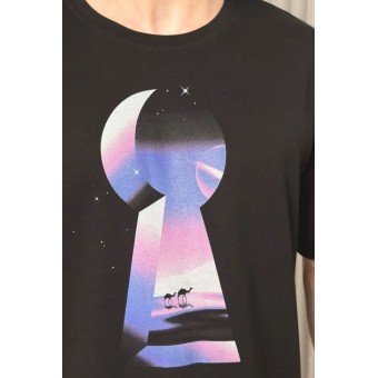 Футболка  мужская       из кулирки       черная  Принт