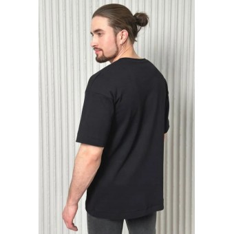 Футболка  мужская       из кулирки       черная  Принт