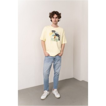 Футболка  мужская       трикотажная       желтая  Принт