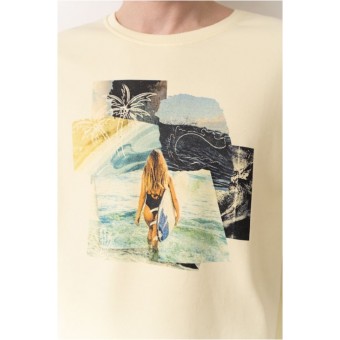 Футболка  мужская       трикотажная       желтая  Принт