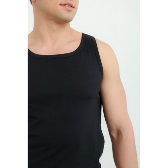 Майка  мужская       из кулирки       черная  однотонная Melado