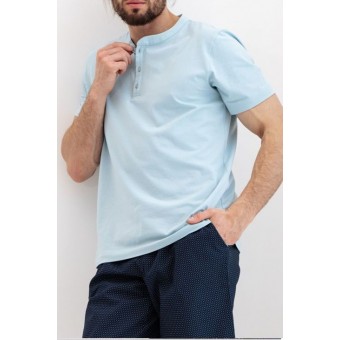 Футболка  мужская       трикотажная       голубая  однотонная