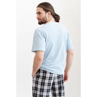 Футболка  мужская       трикотажная       голубая  однотонная