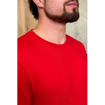 Футболка  мужская       из кулирки       красная  однотонная