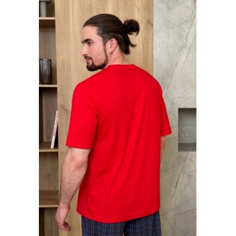 Футболка  мужская       из кулирки       красная  однотонная