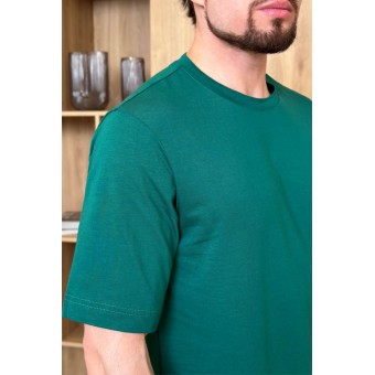 Футболка  мужская       из кулирки       зеленая  однотонная